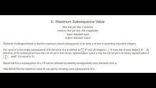 E. Maximum Subsequence Value || Codeforces || Div 2 || Round 648