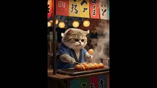 猫のたこ焼き屋 #cat #animals #catlover #猫 #たこ焼き #祭り