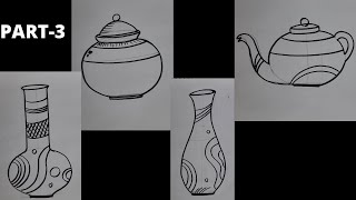 Part- 3 | How to draw a variety of sketches easily using a tiffin lid | Only sketching