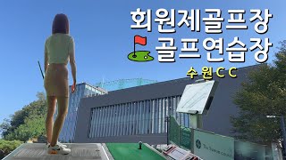 VLOG l 수원CC 골프연습장🚩 l 회원제골프장💳 l 용인시 기흥구 실외골프연습장🏌 l 기본기 다지기 (3/4스윙, LtoL)😉 l 골프브이로그⛳️ l 인도어 도장깨기💛