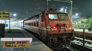 Agra Lucknow Intercity Arriving Tundla, First Train After Yard remodeling \u0026 Electronic Interlocking.