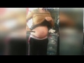 moment heavily pregnant woman hits belly with hammer