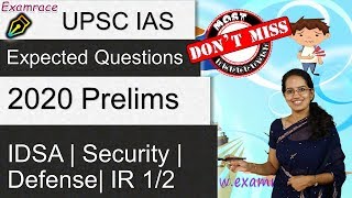 Expected Topics UPSC IAS 2020: Institute for Defence Studies and Analyses (IDSA)| IR, Security 1/2