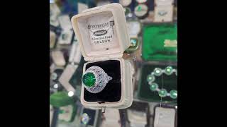 ER101 Striking French cabochon emerald and diamond ring