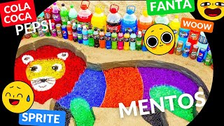 How to make Rainbow Lion with Orbeez, Coca Cola, Mtn Dew, Mirinda, Fanta vs Mentos & Popular Sodas