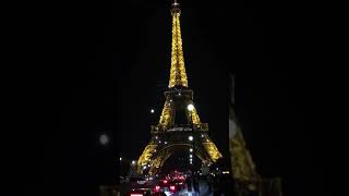 Eiffel Tower with sparkling lights night