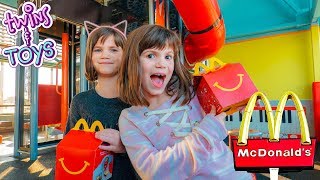 Twins Kate and Lilly go to McDonald's and get Happy Meals!!