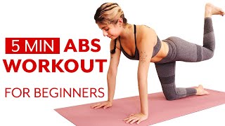 5 Minute ABS Workout, Core Strength | Great for Beginners w/ Alex | No Equipment