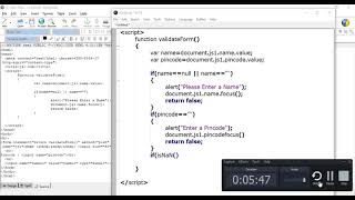 STANDARD 12 - Chapter 2 - Java Script Validation Name and Pincode