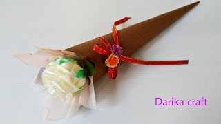 วิธีจัดช่อกุหลาบดอกเดียวง่ายๆ อุปกรณ์น้อย DIY. Mini rose bouquet packaging with 3 pieces