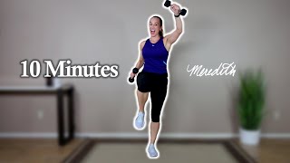 Quick 10 Minute HIIT Cardio Workout For Seniors w/ Light Dumbbells | Intermediate Level