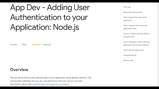 App Dev - Adding User Authentication to your Application: Node.js Qwiklab