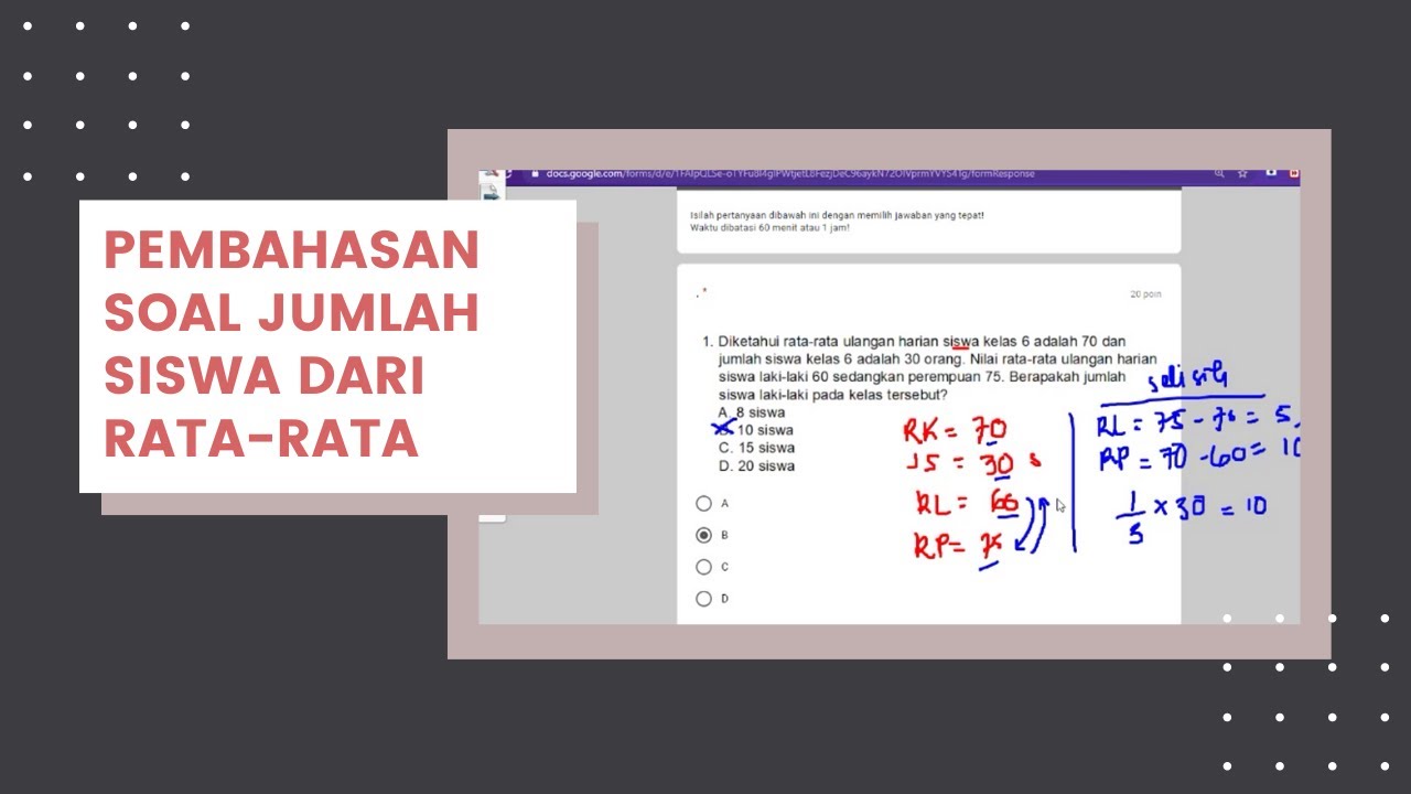 Pembahasan Soal Cara Mencari Jumlah Siswa Dari Rata-Rata - YouTube