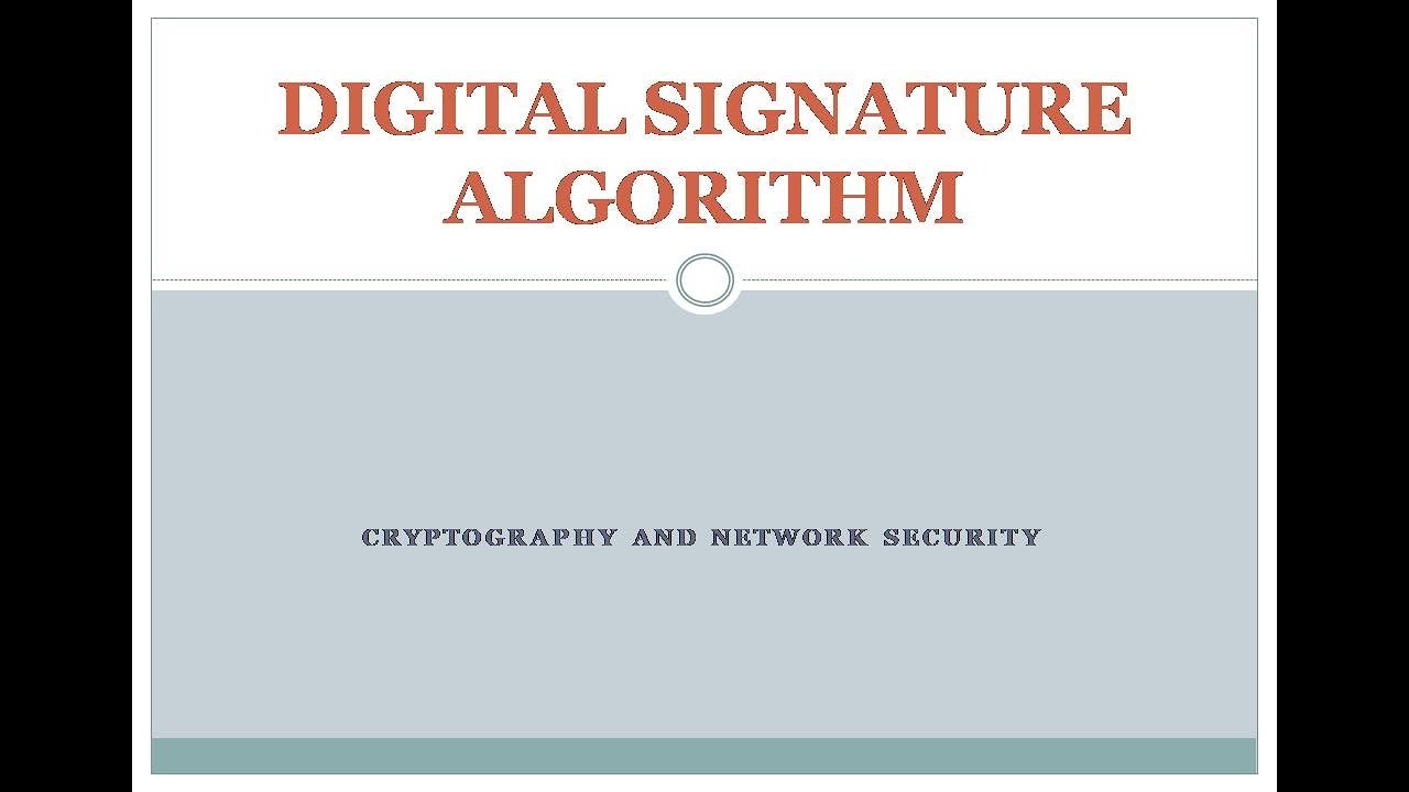 Digital Signature Algorithm Rsa Youtube