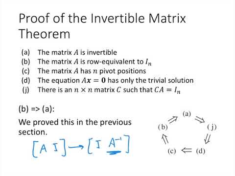Linear Algebra - Lecture 25 - The Invertible Matrix Theorem Linear Algebra - Lecture 25 - The Invertible Matrix Theorem