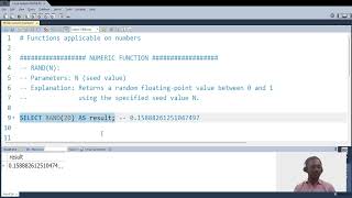 MySQL Numeric functions 17 RAND(N) with N as seed
