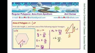 Area of Regular Hexagon with Apothem and Perimeter Geometry