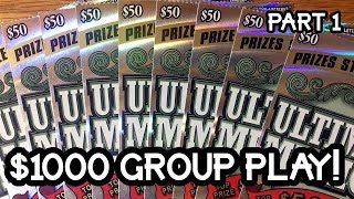 $1000 IN TICKETS! $50 Ultimate Millions Group Book TEXAS LOTTERY SCRATCH OFF TICKETS