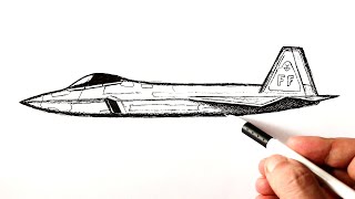 How to draw a fighter jet F-22 Raptor