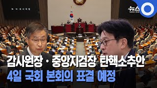 감사원장·중앙지검장 탄핵소추안... 4일 국회 본회의 표결 예정