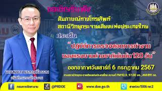 อธิบดีกรมการจัดหางาน  ให้สัมภาษณ์ทางโทรศัพท์ ออกอากาศทางสถานีวิทยุกระจายเสียงแห่งประเทศไทย