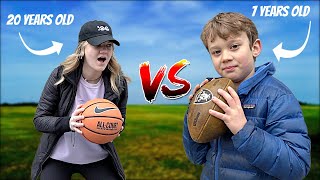 7 year old vs 20 year old ALL SPORTS BATTLE