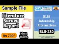 BLIS Intrenship Alternative report sample file | BLII-230 | Literature Survey Report Sample | Rs 700