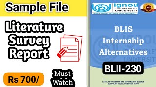 BLIS Intrenship Alternative report sample file | BLII-230 | Literature Survey Report Sample | Rs 700