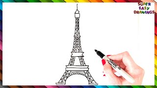 How To Draw The Eiffel Tower Step By Step |  Eiffel Tower Drawing EASY