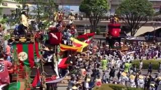 久喜天王様全7町内人形山車駅前に集合20160718