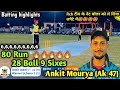 Ankit Mourya Ak 47 Batting 9 Sixes 80 Run highlights Rajasthan