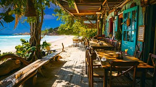 Bossa Nova Beach Cafe Ambience with Relaxing Bossa Nova Music and Crashing Waves for Stress Relief