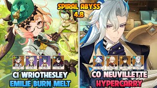 C0 EMILIE C1 WRIOTHESLEY BURN MELT - C0 NEUVILLETTE HYPERCARRY | SPIRAL ABYSS 4.8