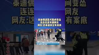 泰迪偶遇警犬瞬间变怂连连后退 #shorts #新闻 #热点 #热点新闻