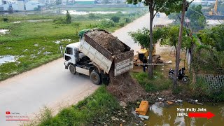 Incredible Process Fully Jobs Making Road Nearby​ Fence With KOMATS'U Dozer​ Cutting Slope In Water