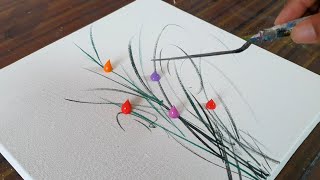 Easy & Simple / Abstract Floral Painting / Demo For Beginners / Daily Art Therapy / Day#0128