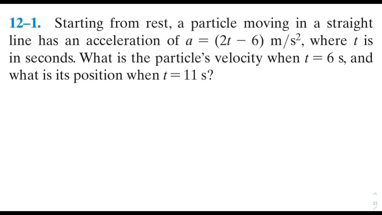 Dynamics 12.1 - Starting From Rest, A Particle Moving In A Straight ...