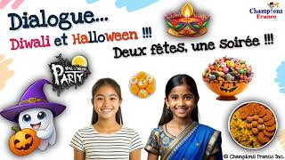 Dialogue quotidien I Diwali et Halloween 🪔 🎃! Everyday French Dialogues DELFA1/A2/B1😎 #français