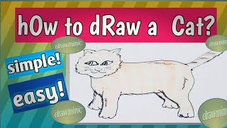How to Draw a Cat Standing USING BALLPEN DIRECTLY - Step by Step Cat Drawing Easy Tutorial