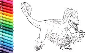 How to Draw the Utahraptor Dinosaur - Drawing and Coloring New Velociraptor - Dinosaur Color Pages