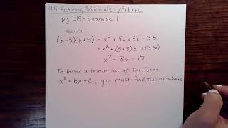 Factoring Trinomials (all positive terms) - St. Elizabeth A1