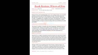 Book Review on Wings of Fire in 230 words || Book Review