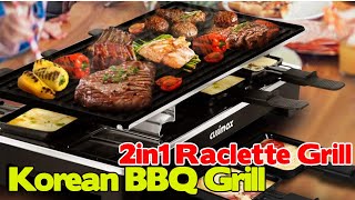 CUSIMAX Raclette Grill Electric 2 in 1 Korean BBQ Grill Indoor & Cheese Raclette
