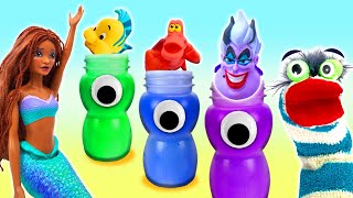 Fizzy Helps Disney's Little Mermaid Ariel With Ursula, Three Eye Slime Bottles | Fun Videos For Kids