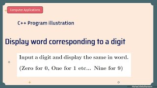 C++ : Convert Digit To Word : Plus Two Computer Practical Questions