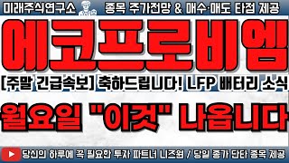 [에코프로비엠 주말 긴급속보!]LFP 배터리 소식 축하드립니다!월요일 \