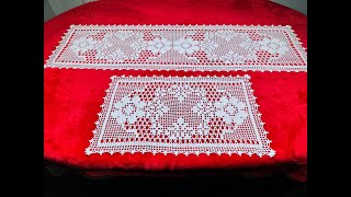 #100🌸🌸HERMOSO CAMINO DE MESA A CROCHET FILET🌸🌸Parte 1/4  (vueltas 1-16)