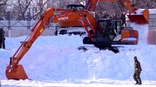 第68回 さっぽろ雪まつり8丁目「雪のＨＴＢ広場」 重機･自衛隊 連携による大雪像作り！⛄