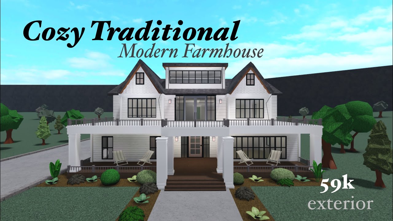 Bloxburg: Cozy Traditional Modern Farmhouse|| 60k || House Build ...