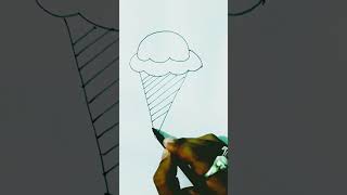 Quick simple and easy drawing with V l Ice cream drawing for beginner #shorts #viral